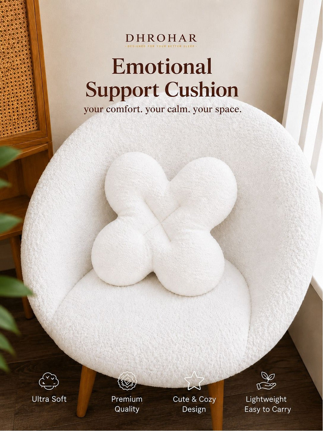 Off white cotton floral cushions