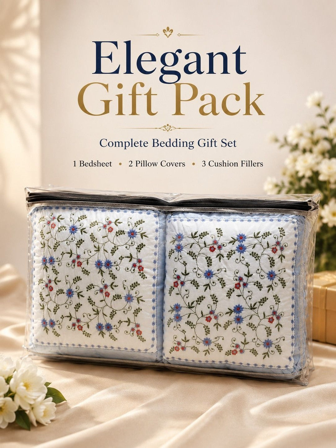 Blue floral king bedsheet