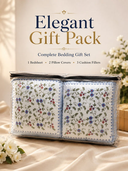 Blue floral king bedsheet