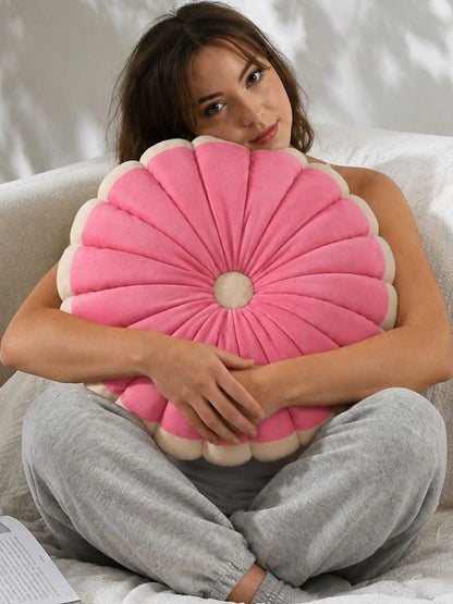 Pink velvet round pumpkin cushions, set of 2