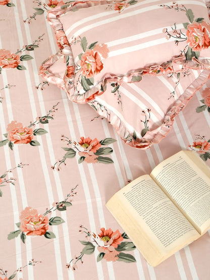 Pink floral queen bedsheet