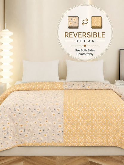 Orange & peach-coloured floral AC room dohar