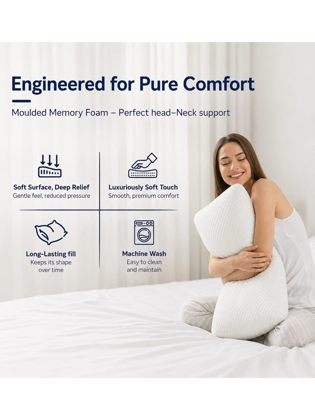 White cotton filled cotton sleep pillow