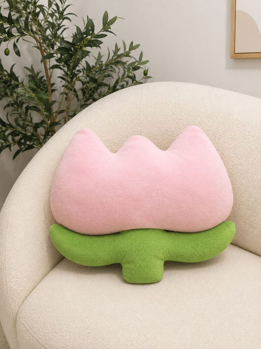 Velvet tulip cushion, pink, pink