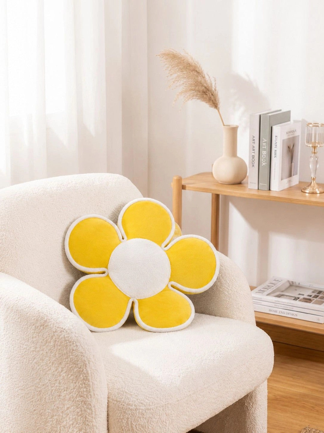Yellow cotton flower shape cushions