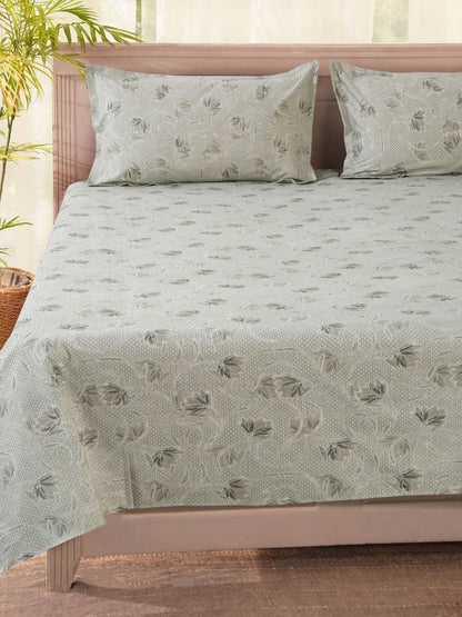 Grey & beige floral queen bedsheet