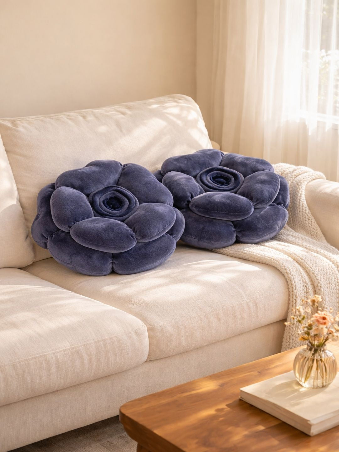 Grey poly cotton round cushions, set of 2