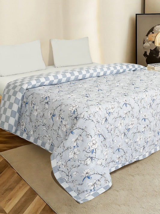 Floral cotton dohar, blue