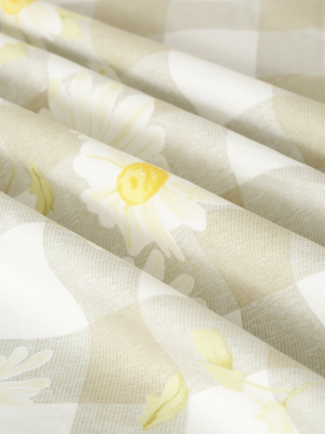 Beige & white floral queen bedsheet