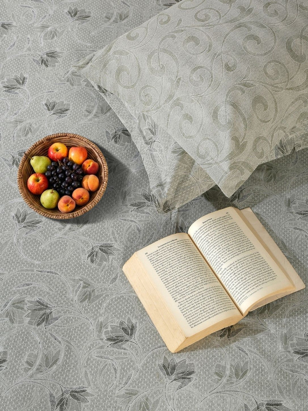 Grey & beige floral queen bedsheet