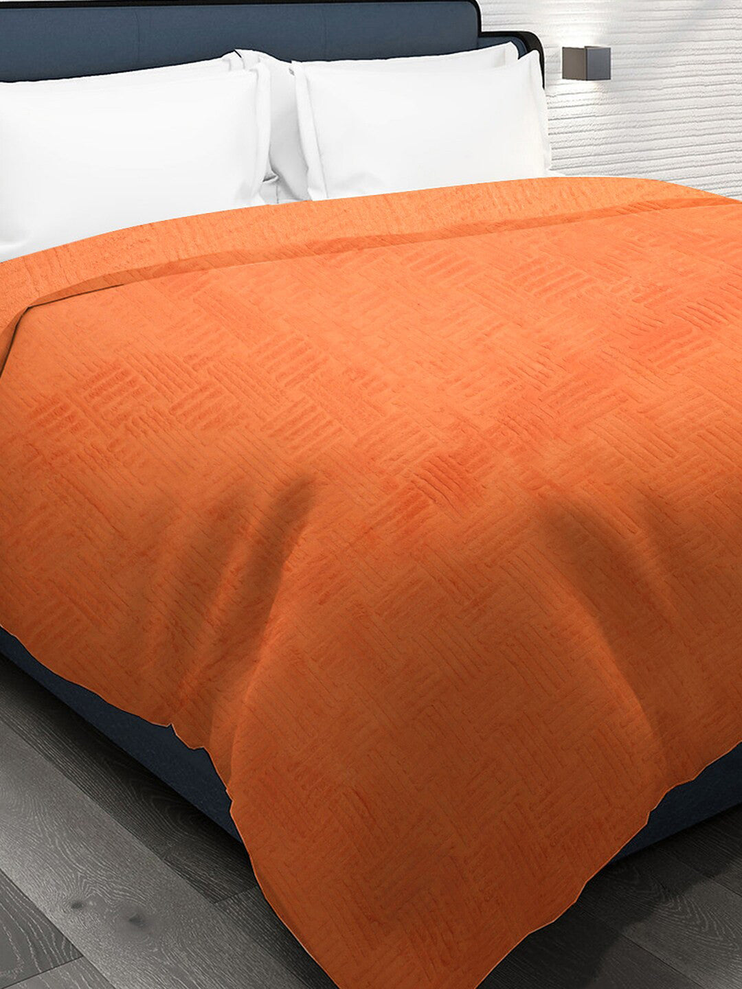 Orange fur geometric mild winter double bed blanket