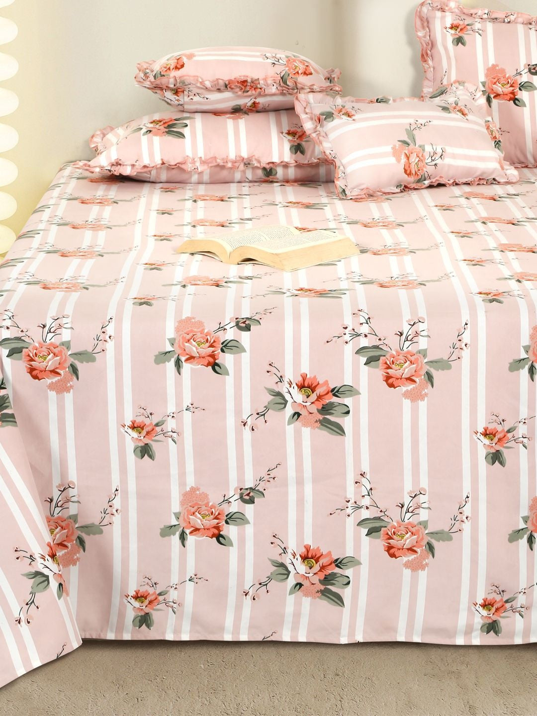 Pink floral queen bedsheet