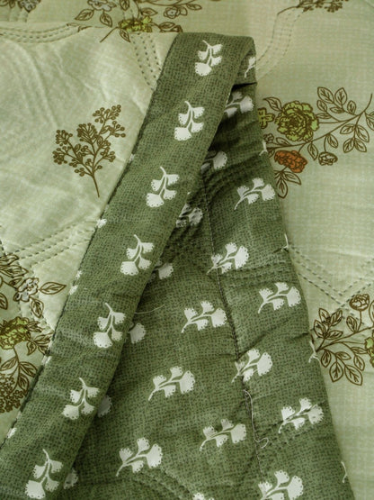 Green floral AC room dohar