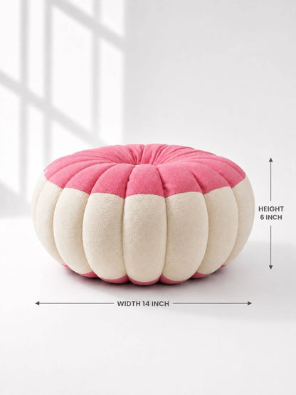 Pink velvet round pumpkin cushions, set of 2