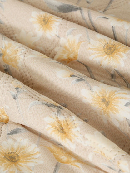 Orange & peach-coloured floral AC room dohar