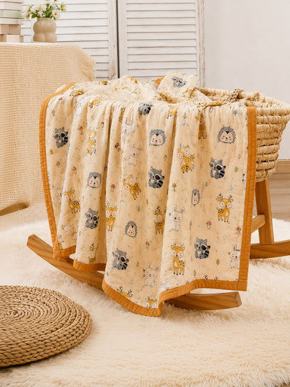 Beige cartoon characters AC room blanket