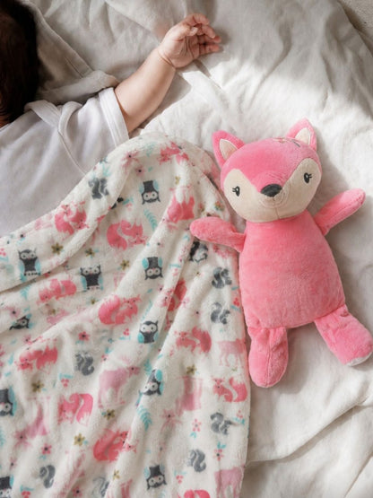 Pink cartoon characters fleece AC room blanket