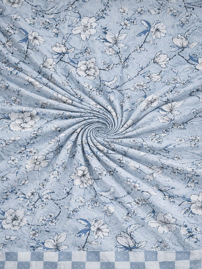 Blue & light blue floral AC room dohar