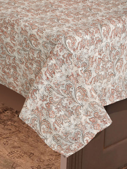 Peach-coloured & beige king bedsheet