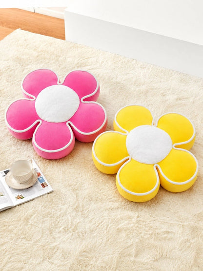 Pink & yellow cotton round cushions, set of 2