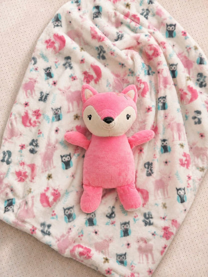 Pink cartoon characters fleece AC room blanket