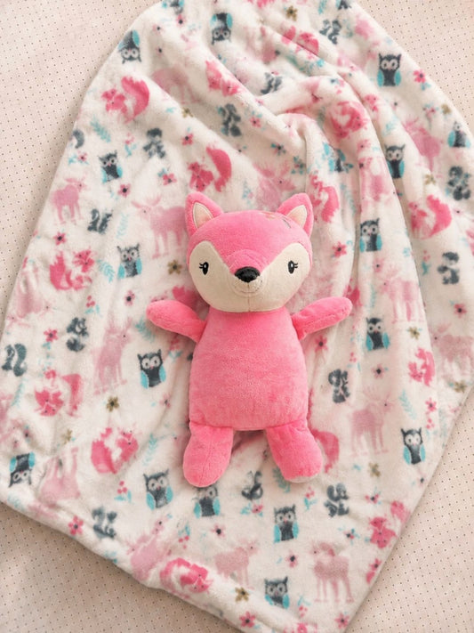 Pink cartoon characters fleece AC room blanket