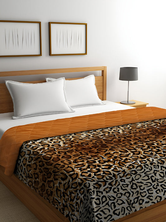Brown & black microfiber mild winter double bed quilt