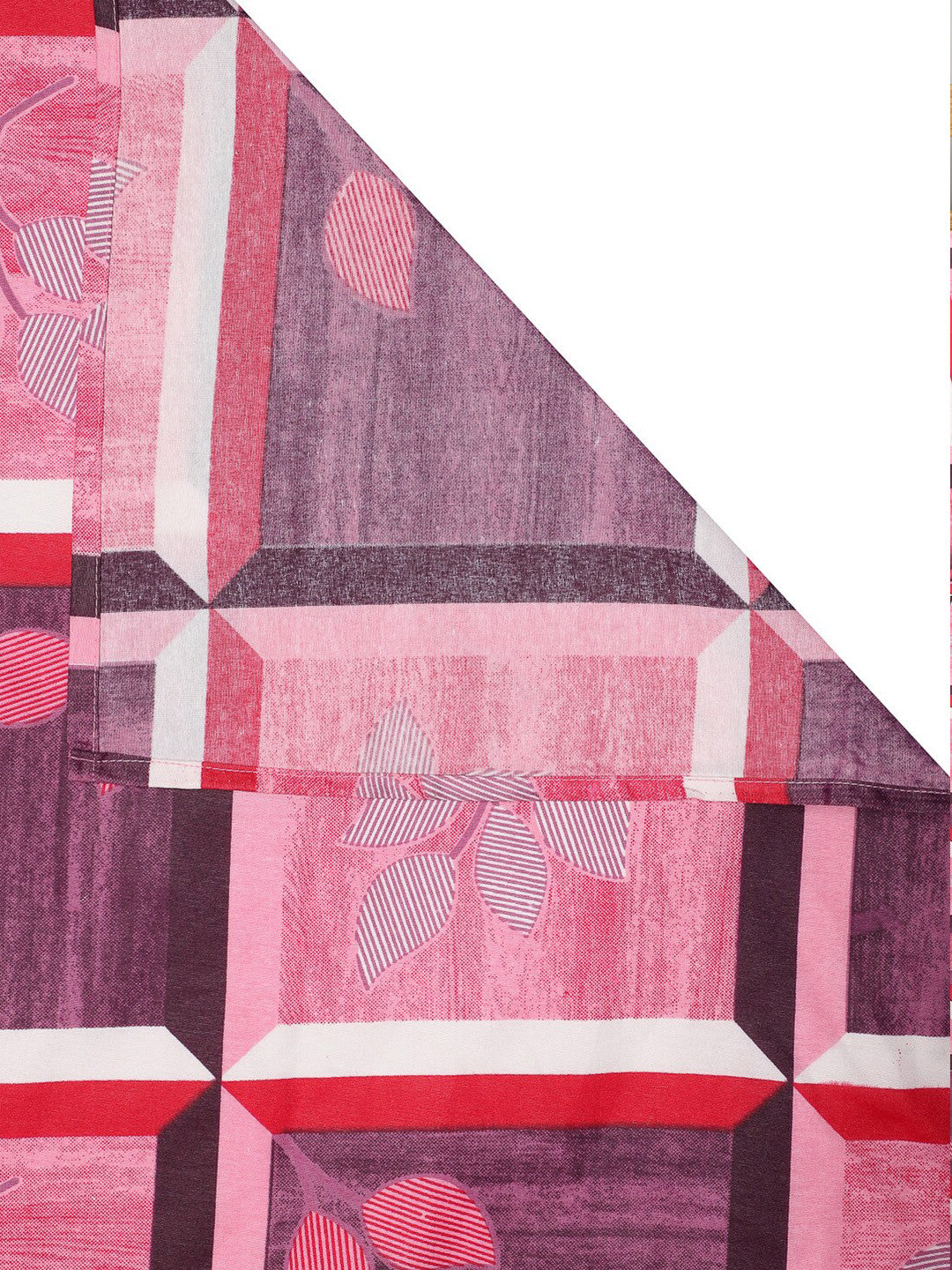 Navy blue leaf cotton queen bedsheet, navy blue & pink