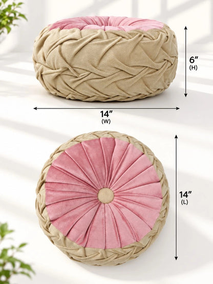 Beige round floor cushions, set of 2