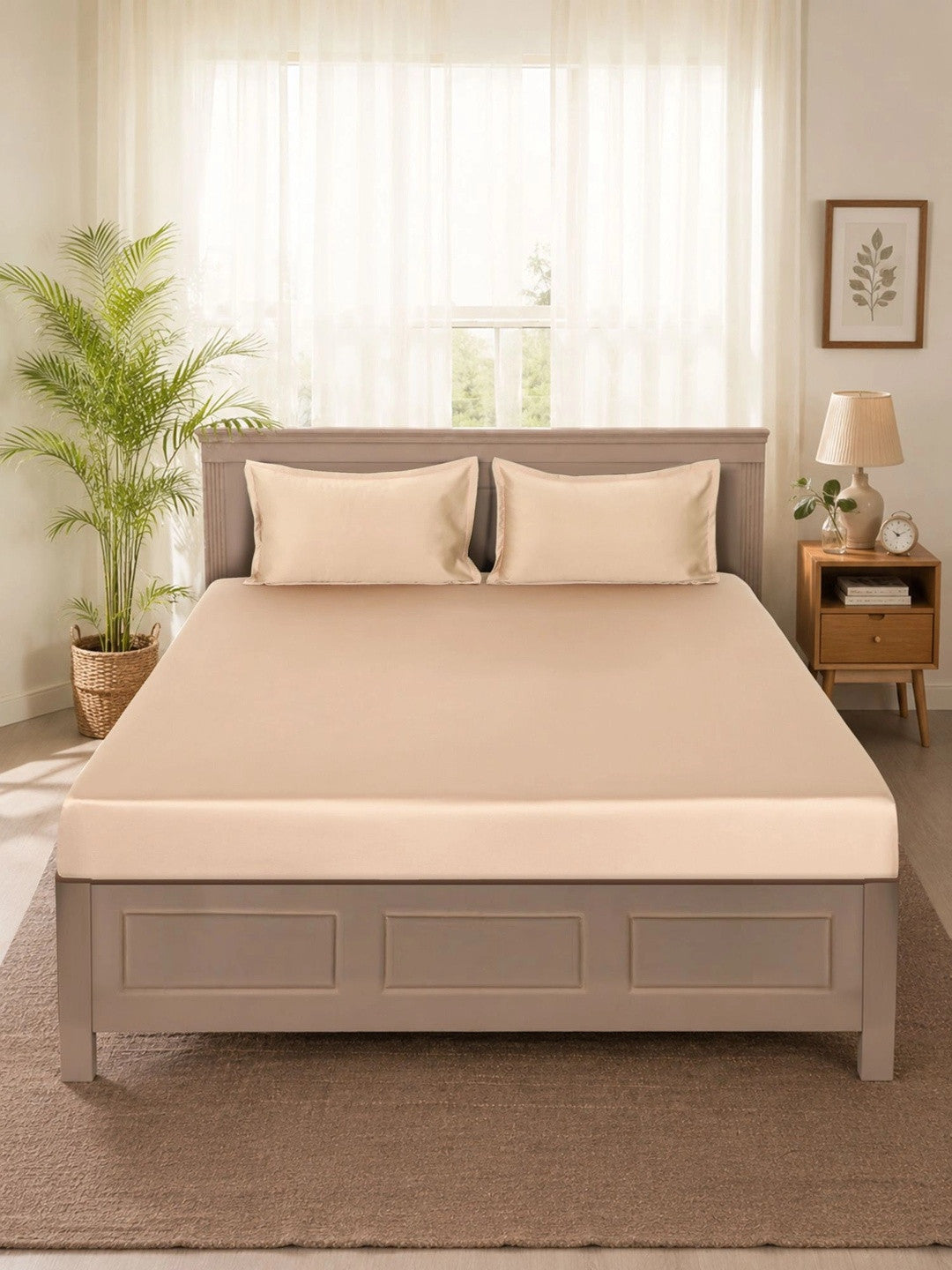 Beige king bedsheet