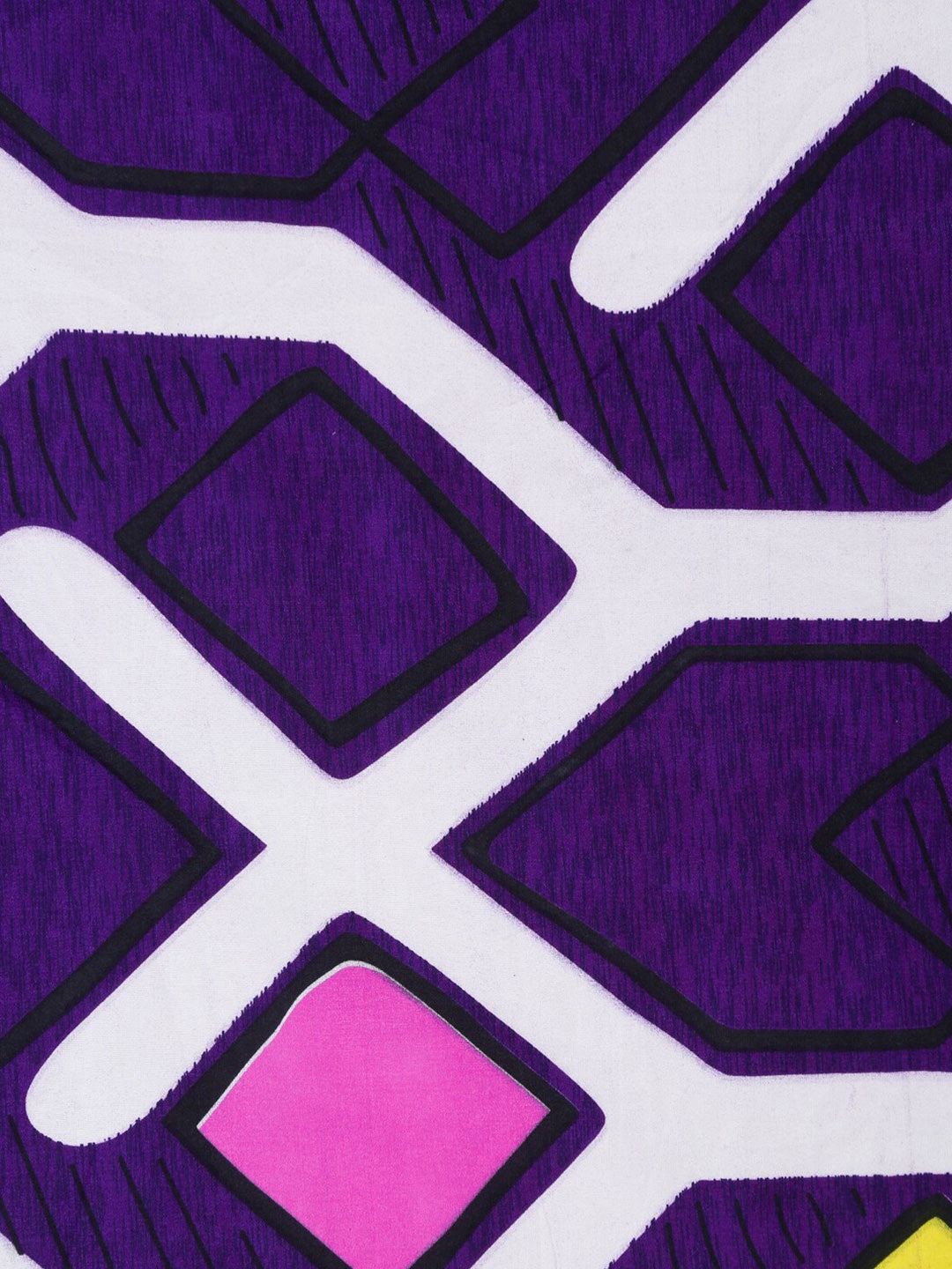 Purple geometric cotton king bedsheet, purple & red
