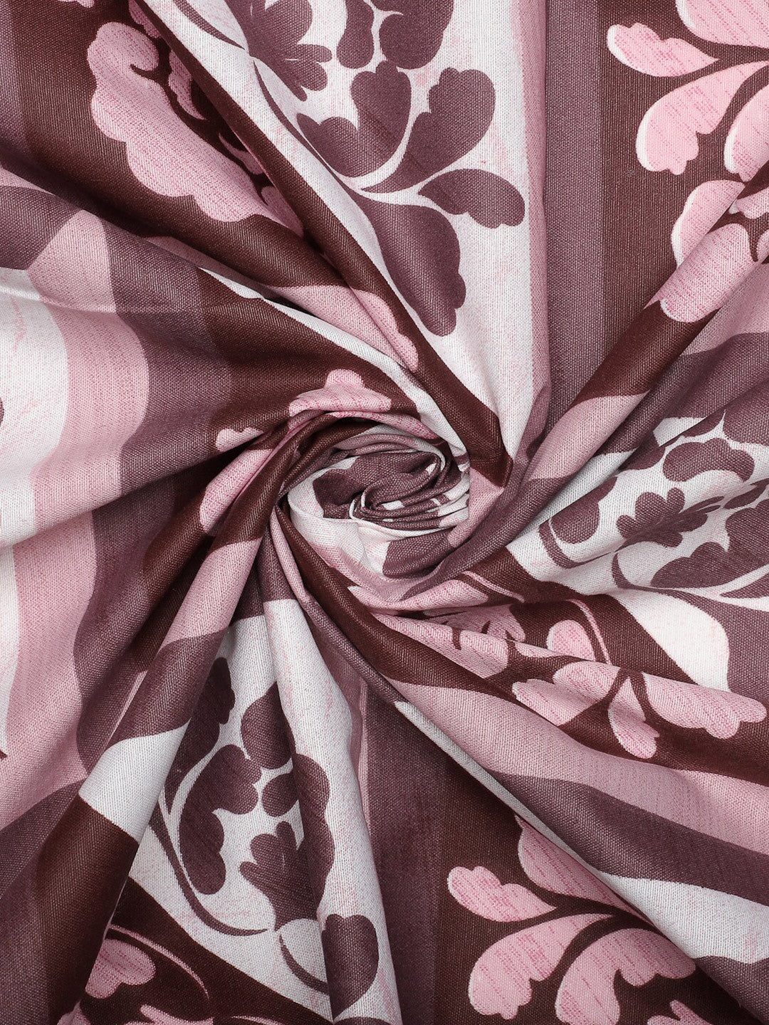 Brown ethnic motifs cotton queen bedsheet, brown & white
