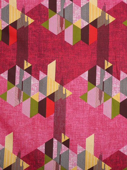 Peach abstract cotton queen bedsheet, peach-coloured