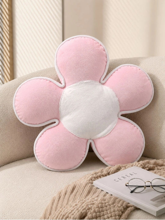 Pink & white cotton round floor cushions