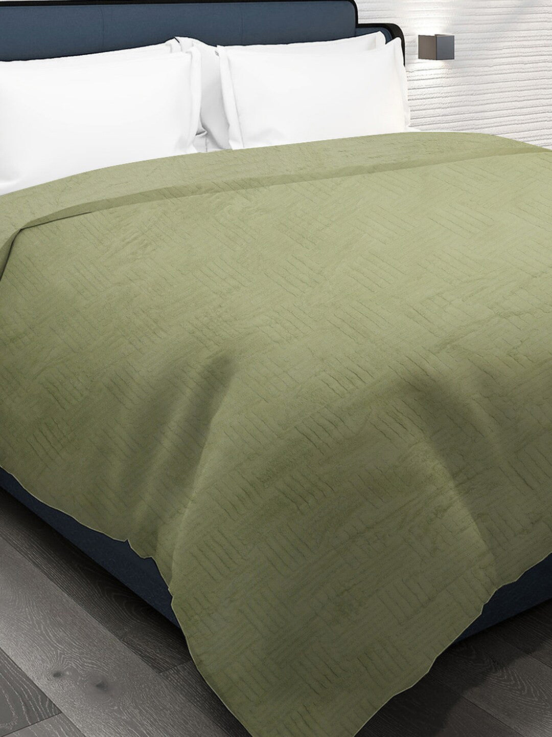 Lime green geometric fur mild winter double bed blanket