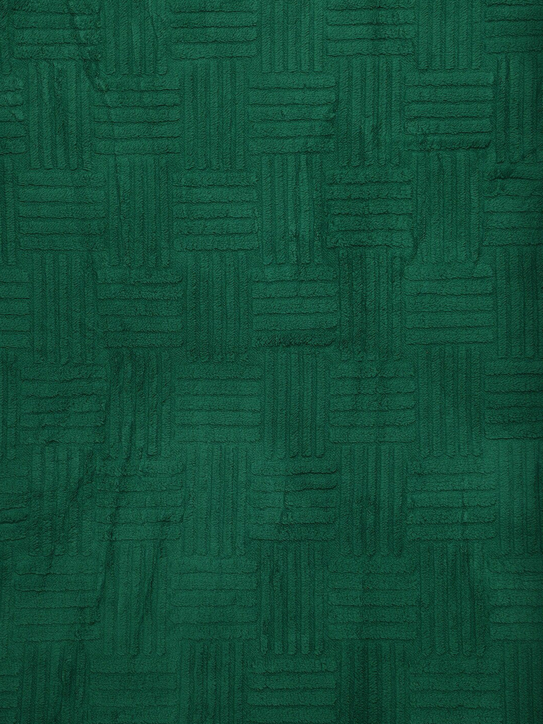 Green geometric fur mild winter double bed blanket