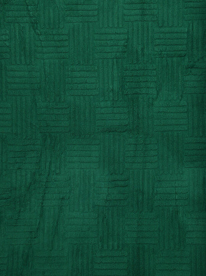 Green geometric fur mild winter double bed blanket