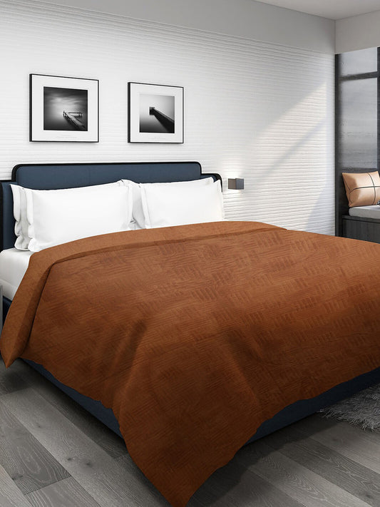 Brown fur striped mild winter double bed blanket
