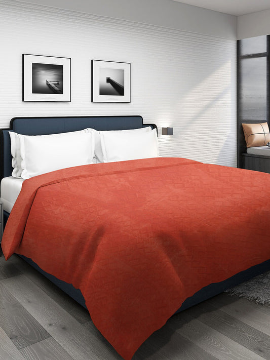 Rust fur geometric mild winter double bed blanket