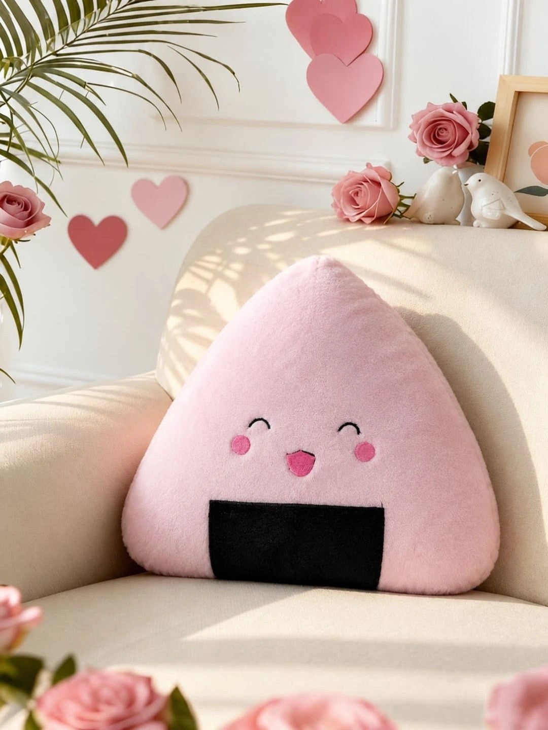 Pink printed floor cushions