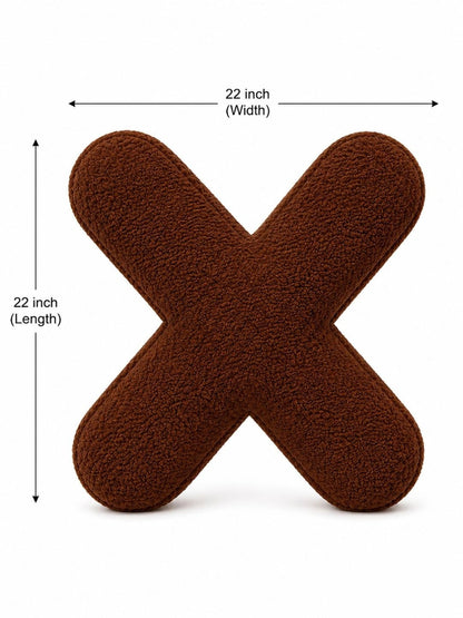 Brown heart & circle shape cushions, set of 2