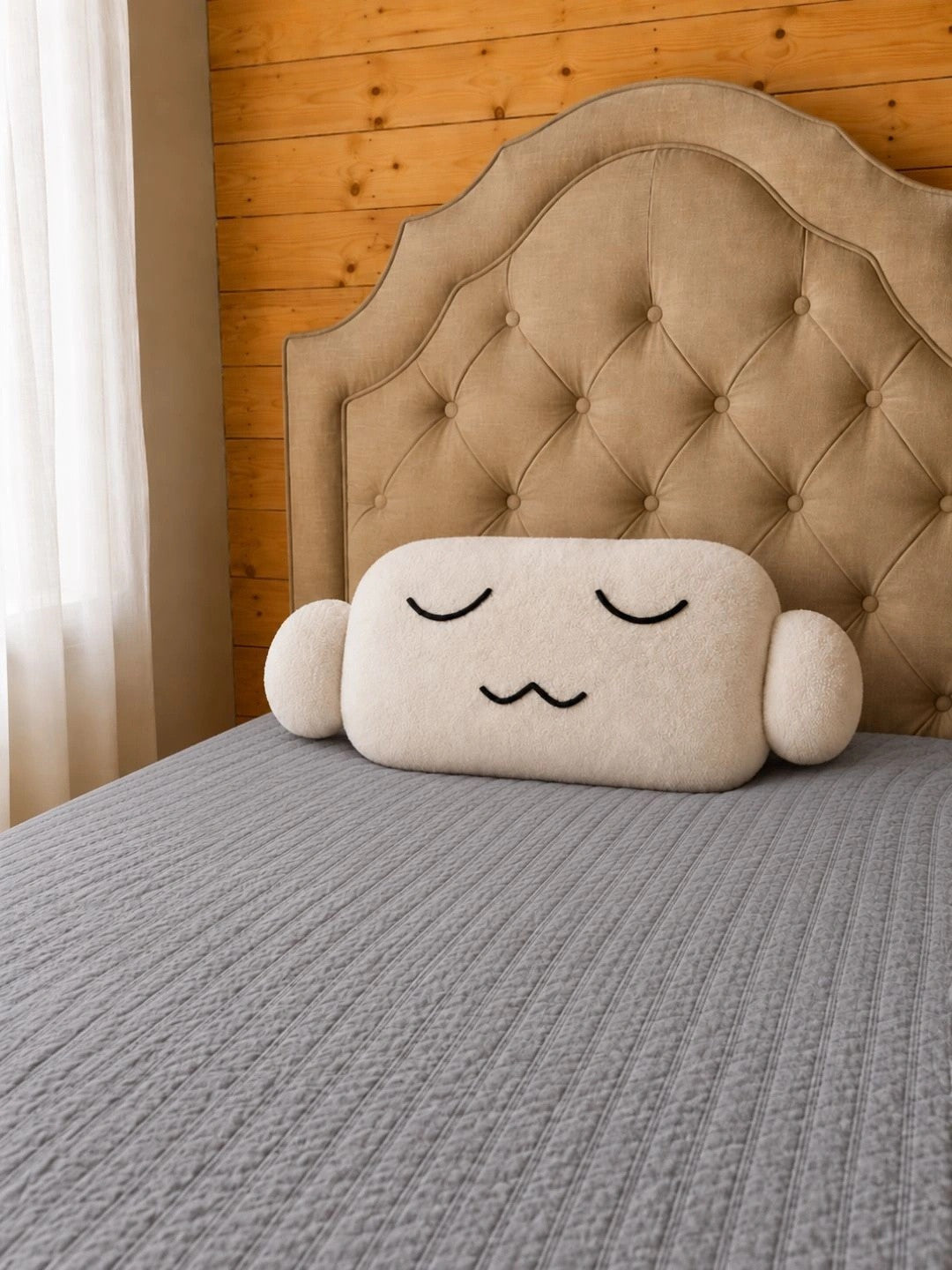 Off white fibre filled cotton lightweight pillow