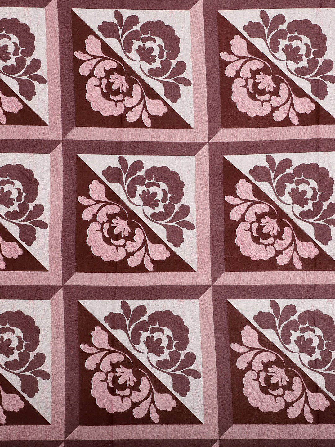 Brown ethnic motifs cotton queen bedsheet, brown & white