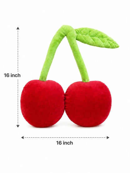 Red & white cotton plush cherry & heart shaped cushion, set of 2