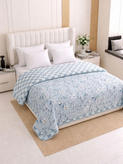 Blue & light blue floral AC room dohar