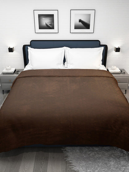 Brown fur geometric mild winter double bed blanket