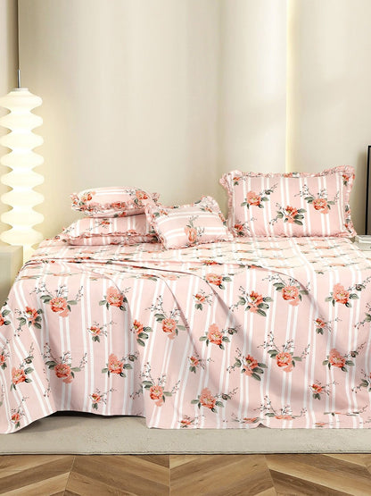Pink floral queen bedsheet
