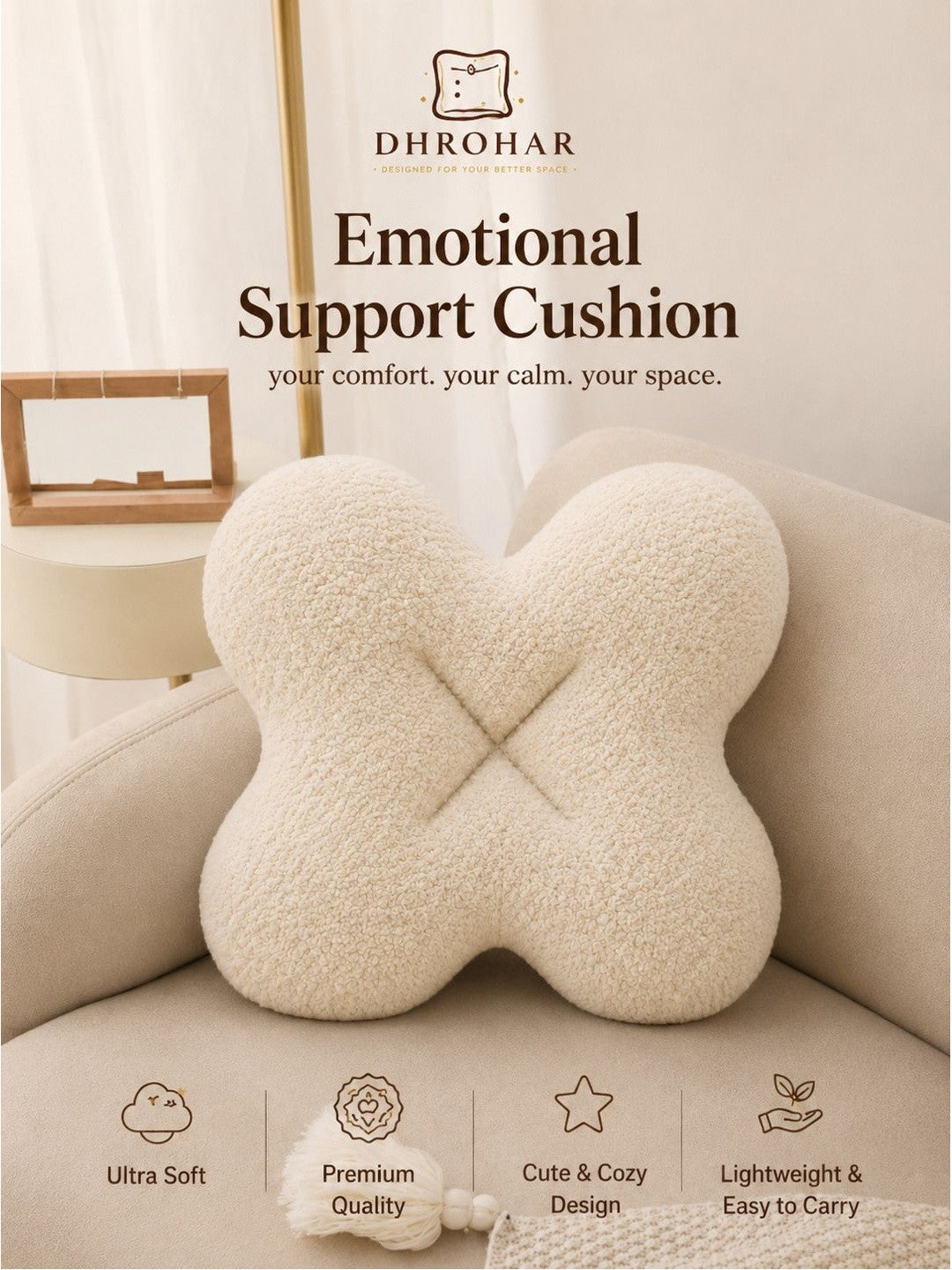 Beige cotton floral cushions