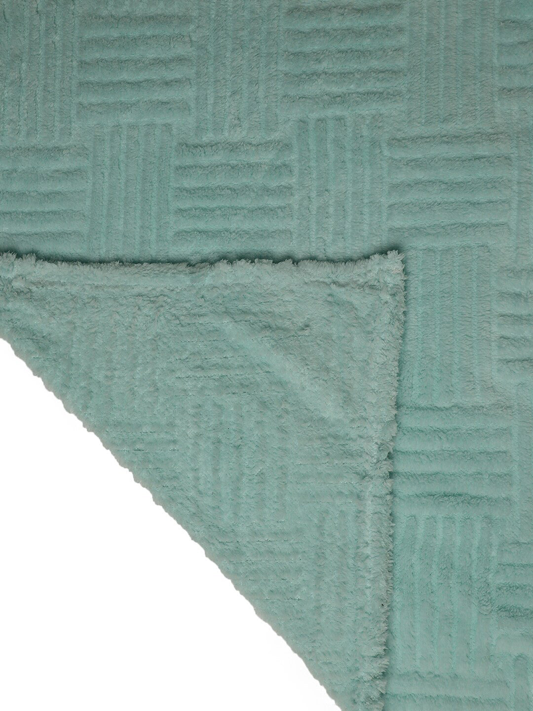 Sea green geometric mild winter double bed blanket