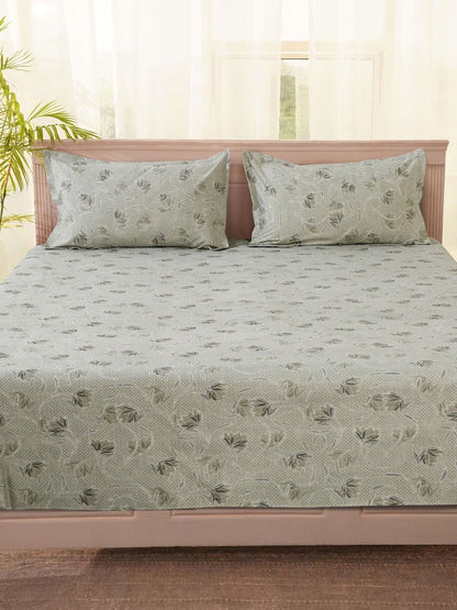 Grey & beige floral queen bedsheet